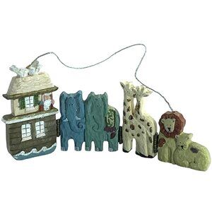 Noah's Ark Ornament 2.75" x 6" 4 Mini Panels Giraffe Lion Elephant Christmas